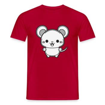 Kawaii Cute Happy Mouse - Men's T-Shirt - red - Front - AI Model Male 178 dark (178cm)