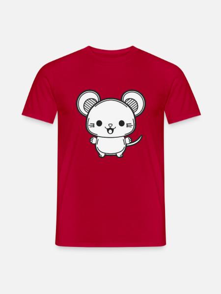 Kawaii Süße glückliche Maus - Männer T-Shirt - Rot