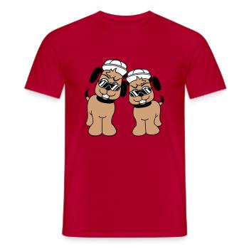 2 DJ chiens lunettes de soleil adolescent casquette casquette équipe - T-shirt homme - rouge - Devant - AI Model Male 178 dark (178cm)