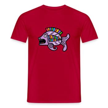 Culture of the Incas, fish symbol - Men's T-Shirt - red - Front - AI Model Male 178 dark (178cm)