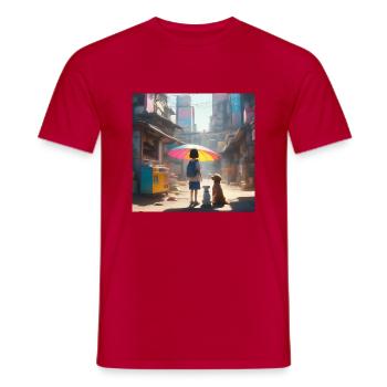 sunny day with dogs in endtime world - Männer T-Shirt - Rot - Vorne - AI Model Male 178 dark (178cm)