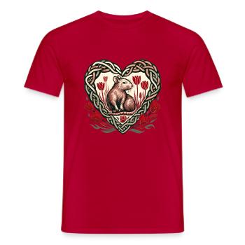 Cute Pet Rat Heart Celtic Heart Rodent - Men's T-Shirt - red - Front - AI Model Male 178 dark (178cm)
