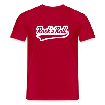 Rock 'n' Roll (Schriftzug / Outline / Black)  - Männer T-Shirt - Rot - Vorne - AI Model Male 178 dark (178cm)