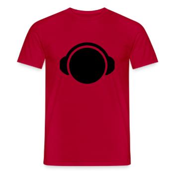 dj_kopfhoerer___f1 - Männer T-Shirt - Rot - Vorne - AI Model Male 178 dark (178cm)