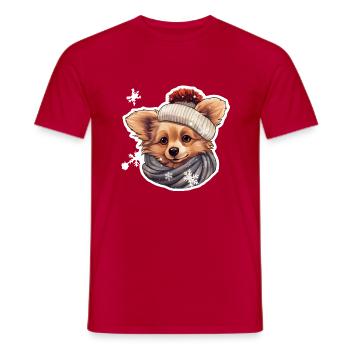 Winter süsser Hund im Schnee - Männer T-Shirt - Rot - Vorne - AI Model Male 178 dark (178cm)