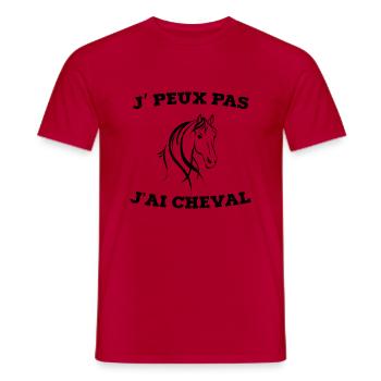 je peux pas j ai cheval - T-shirt homme - rouge - Devant - AI Model Male 178 dark (178cm)