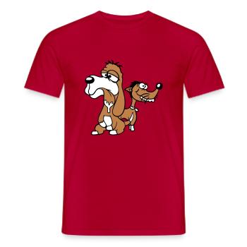 2 dogs team stupid two friends crew unhappy - Men's T-Shirt - red - Front - AI Model Male 178 dark (178cm)