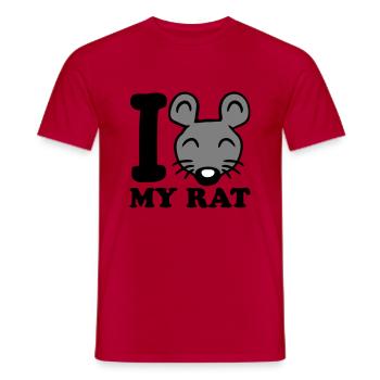 I Love My Rat Text Saying Mouse Cute Little Rat - Men's T-Shirt - red - Front - AI Model Male 178 dark (178cm)