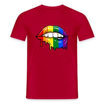 Dripping gay lips LGBT Gay Pride - Men's T-Shirt - red - Front - AI Model Male 178 dark (178cm)