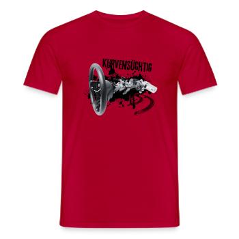 Kurvensüchtig: Kurven = Adrenalin! - Männer T-Shirt - Rot - Vorne - AI Model Male 178 dark (178cm)