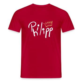 Krone Name Namensschild Philipp - Männer T-Shirt - Rot - Vorne - AI Model Male 178 dark (178cm)