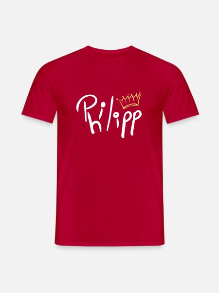 Krone Name Namensschild Philipp - Men's T-Shirt - red