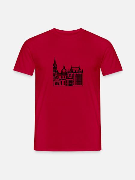 Stadt Aachen, Dom, Lineart - Männer T-Shirt - Rot