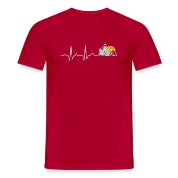 Camper Tent Line Heart Love Nature Terrain Free - Men's T-Shirt - red - Front - AI Model Male 178 dark (178cm)