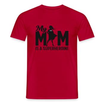 My Mom Is A Superheroine - Men's T-Shirt - red - Front - AI Model Male 178 dark (178cm)