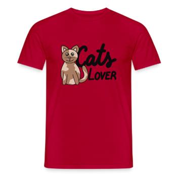 cats lover - T-shirt homme - rouge - Devant - AI Model Male 178 dark (178cm)