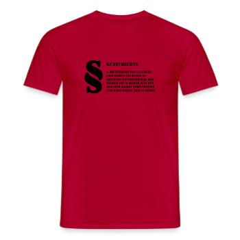 4 Kunstrechte | Jeder Mensch ist Kunst - Männer T-Shirt - Rot - Vorne - AI Model Male 178 dark (178cm)