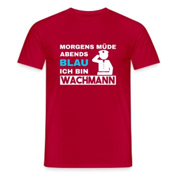 Morgens Müde Abends Blau Wachmann - Männer T-Shirt - Rot - Vorne - AI Model Male 178 dark (178cm)