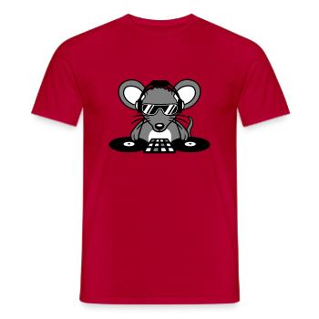Maus DJ Sonnenbrille Kopfhörer Party Feiern Musik - Männer T-Shirt - Rot - Vorne - AI Model Male 178 dark (178cm)