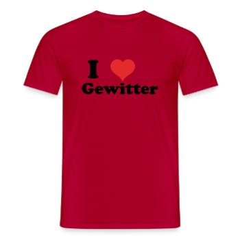 i love Gewitter - Männer T-Shirt - Rot - Vorne - AI Model Male 178 dark (178cm)