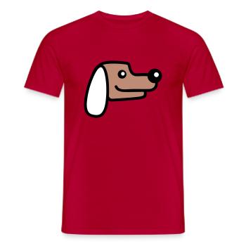 Dog Face Small Happy Pet Head Cute - Men's T-Shirt - red - Front - AI Model Male 178 dark (178cm)