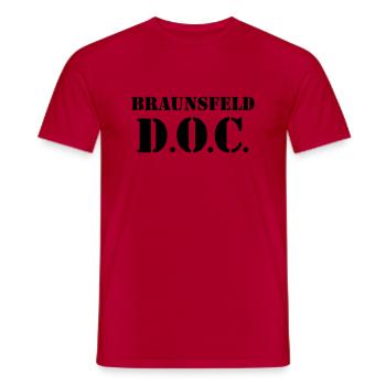 D.O.C. Braunsfeld - Männer T-Shirt - Rot - Vorne - AI Model Male 178 dark (178cm)