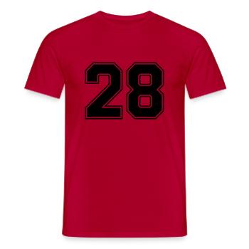 28 - Männer T-Shirt - Rot - Vorne - AI Model Male 178 dark (178cm)