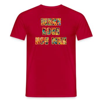 make love not war mushroom - Men's T-Shirt - red - Front - AI Model Male 178 dark (178cm)