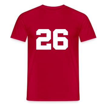 26 - Men's T-Shirt - red - Front - AI Model Male 178 dark (178cm)