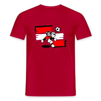 Soccer Cat Austria - Fußball Katze Österreich - Männer T-Shirt - Rot - Vorne - AI Model Male 178 dark (178cm)
