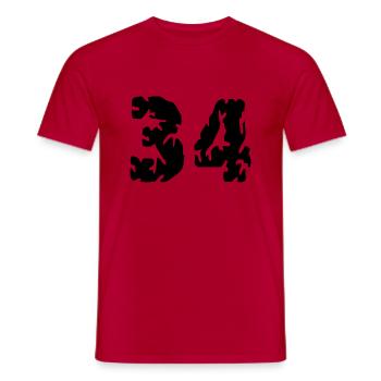 Maillot 34 Numéro - T-shirt homme - rouge - Devant - AI Model Male 178 dark (178cm)