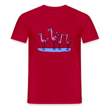 four flamingos - Men's T-Shirt - red - Front - AI Model Male 178 dark (178cm)