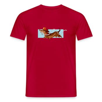 Dackel Dachshund Wiener Weiner Hund Feuerwehr süß - Männer T-Shirt - Rot - Vorne - AI Model Male 178 dark (178cm)