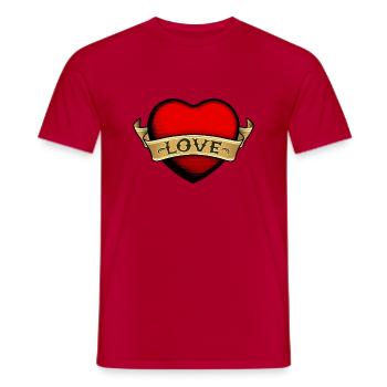amour coeur love heart - T-shirt homme - rouge - Devant - AI Model Male 178 dark (178cm)