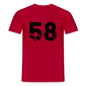 58 - Men's T-Shirt - red - Front - AI Model Male 178 dark (178cm)