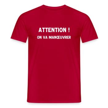 Attention ! On va manœuvrer - T-shirt homme - rouge - Devant - AI Model Male 178 dark (178cm)