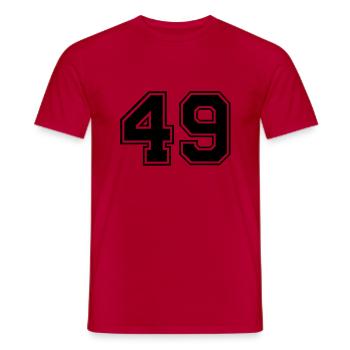 49 - Men's T-Shirt - red - Front - AI Model Male 178 dark (178cm)