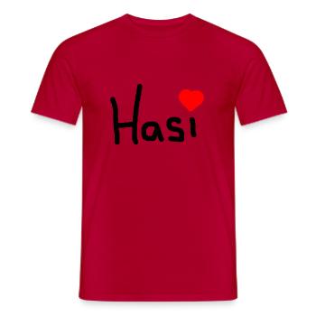 Hasi - Männer T-Shirt - Rot - Vorne - AI Model Male 178 dark (178cm)