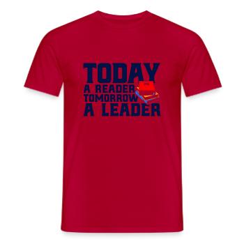Today a reader tomorrow a guide read book - Men's T-Shirt - red - Front - AI Model Male 178 dark (178cm)