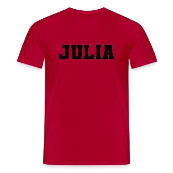 Name - Julia - Men's T-Shirt - red - Front - AI Model Male 178 dark (178cm)