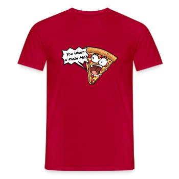 Angry Pizza Slice Shouting - You Want a Pizza Me - Men's T-Shirt - red - Front - AI Model Male 178 dark (178cm)
