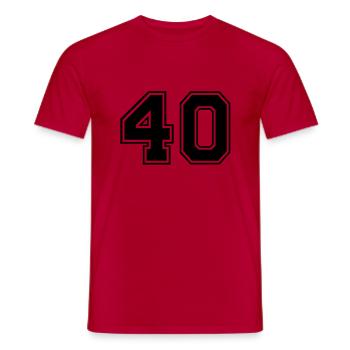 40 - Men's T-Shirt - red - Front - AI Model Male 178 dark (178cm)