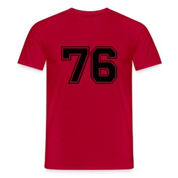 76 - Männer T-Shirt - Rot - Vorne - AI Model Male 178 dark (178cm)