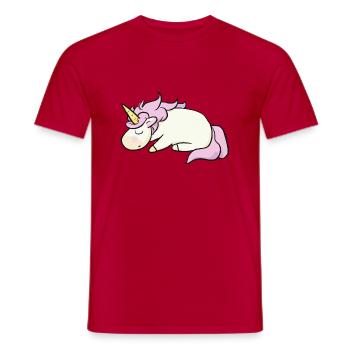 Sleeping Unicorn Lazy Lazing Gift Idea - Men's T-Shirt - red - Front - AI Model Male 178 dark (178cm)