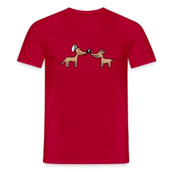 2 Dogs Big Nose Greeting Team Two Friends Crew - Men's T-Shirt - red - Front - AI Model Male 178 dark (178cm)