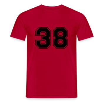 38 - Männer T-Shirt - Rot - Vorne - AI Model Male 178 dark (178cm)