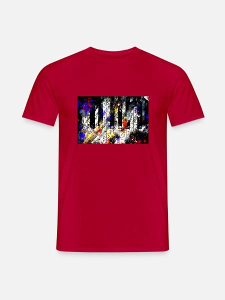 Klawisze fortepianu i wzór muzyczny wsstd - Mænd T-shirt - rød