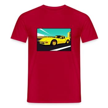 Sports car 80s yellow - Men's T-Shirt - red - Front - AI Model Male 178 dark (178cm)