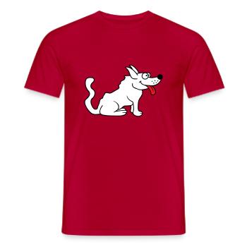Cher chien tire la langue joyeusement - T-shirt homme - rouge - Devant - AI Model Male 178 dark (178cm)