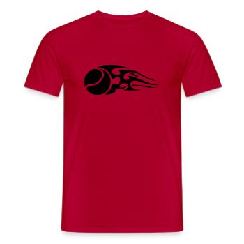 tennisball_flames_black - Men's T-Shirt - red - Front - AI Model Male 178 dark (178cm)